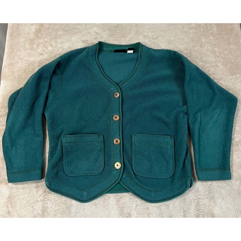 Vintage Patagonia Women's Cardigan Fleece V-Neck Button Sweater S USA Pockets